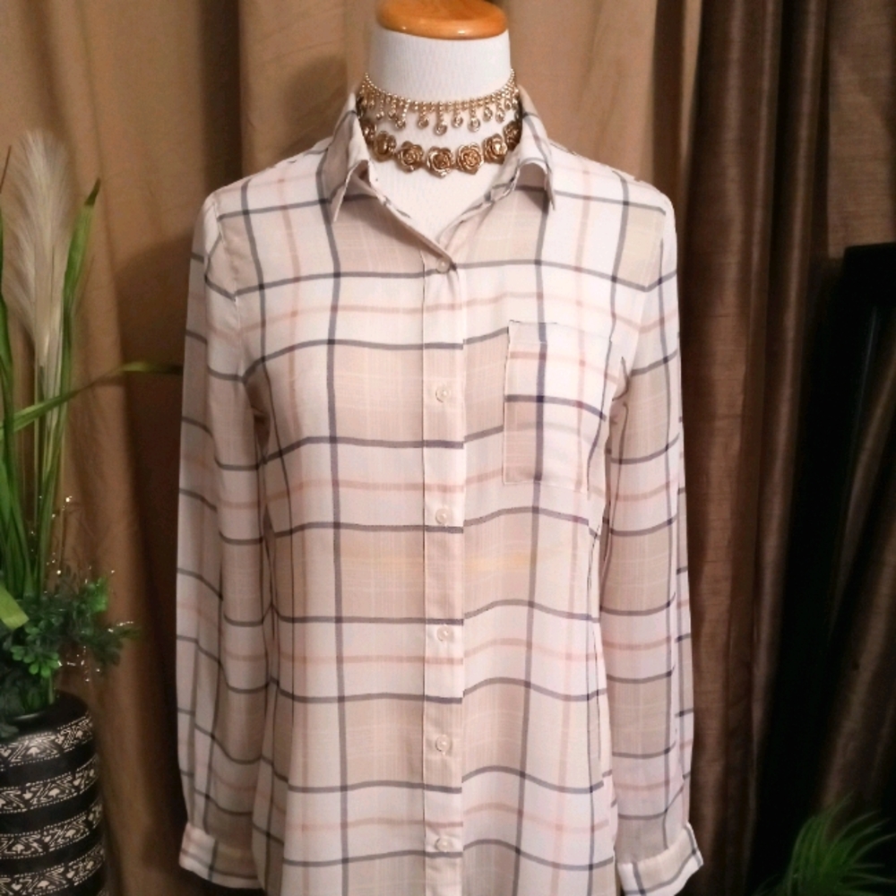 Semi sheer button down top